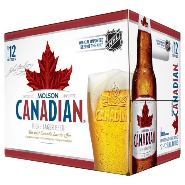 12 Pack Molson Canadian  Lager Beer bottles